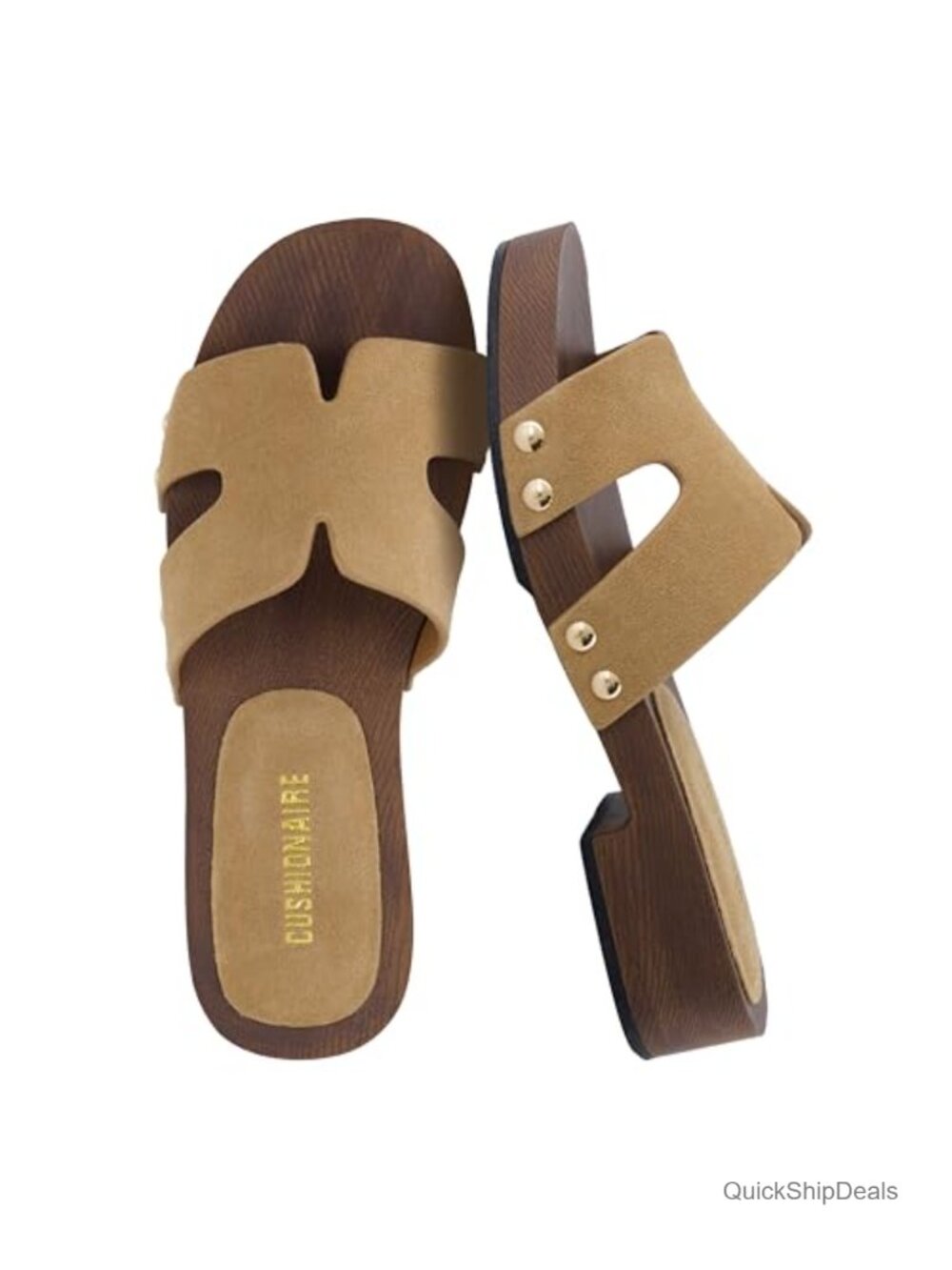 Genuine Leather Suede Platform Sandals Heeled Slide Sandals for Women